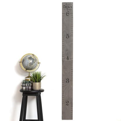 Wooden Growth Chart for Wall - Height Growth Chart for Kids, Kid Height Wall Chart, Height Measurement for Wall, Height Chart for Kids - Love Grows Here, Skinny Grey (63""x5.75"")