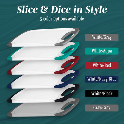 Cutting Boards for Kitchen - BPA-Free Chopping Board - Different Sizes & Non Slip Handles - Reversible, Large Cutting Board Set - Unique Gifts for Cooks Who Have Everything - 3-Pack Navy Blue