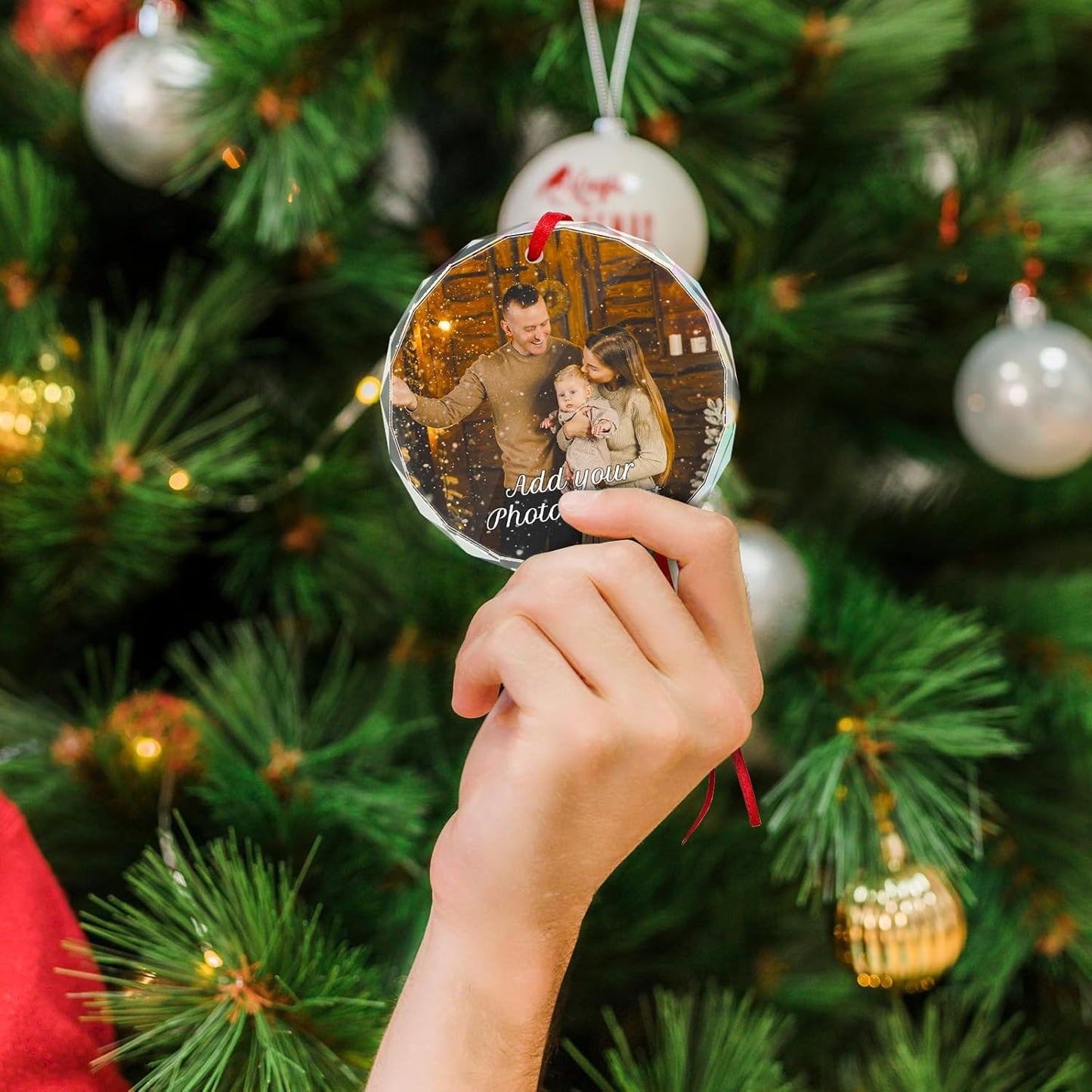 Personalized Christmas Ornament with Photo - Custom Picture Ornaments for Christmas 2025, Customized Memorial Hanging Ornament Xmas Tree Decor, for Family, Friends, Lovers