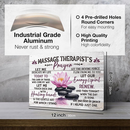 Heuhuww Massage Therapist Prayer Vintage Style Aluminum Sign for Home Office Room Wall Decor Therapist Gifts 8"x12"(H22)