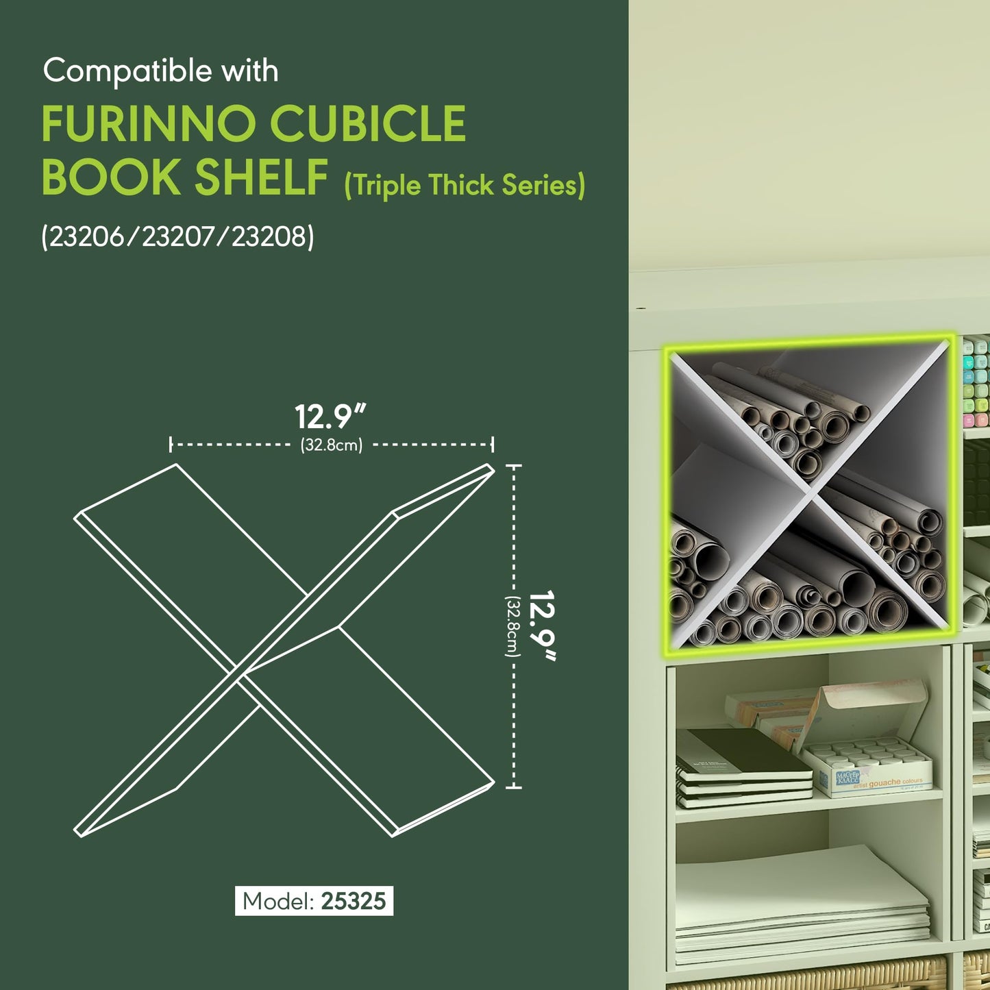Furinno Cubicle X-Shelf Cube Insert, 3-Shelf Cube Organizer, White