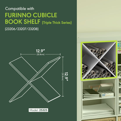 Furinno Cubicle X-Shelf Cube Insert, 3-Shelf Cube Organizer, White