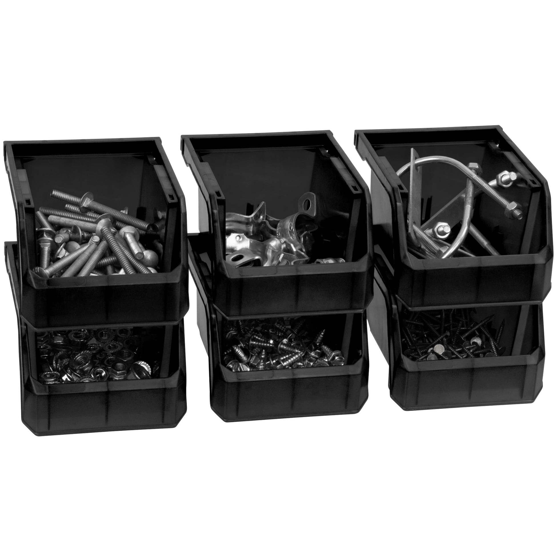 ReadySpace Extra-Small Stackable Plastic Storage Bins, 12-Pack, Black