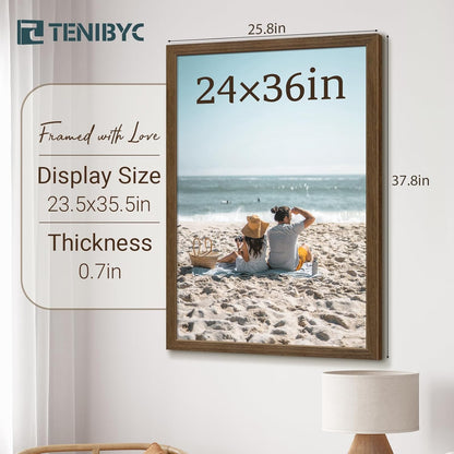 24x36 Poster Frame 3 Pack - Brown Woodgrain, Wood Picture Frame, Wall Gallery Frame - Wall Hanging