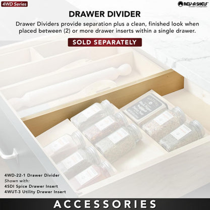 Rev-A-Shelf 16" 3 Tiered Seasoning Organizer, Trim-to-Fit Wooden Kitchen Draw and Cabinet Home Storage Insert, Pull Out Spice Rack, Maple, 4SDI-18