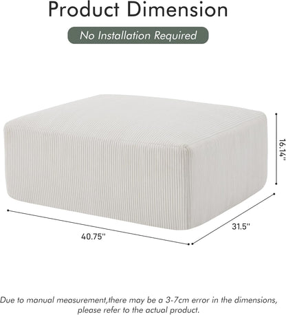 40" Square Stuffed Ottoman Pouf for Sofa Couch, Corduroy Poufs with Foam Chunk Filling, Furry & Fluffy Foot Stool Movable Ottoman. 40 * 31 Floor Poufs Foot Rest for Living Room, Beige