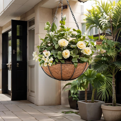 Hanging Baskets for Plants Outdoor(12 inch 4 Pack)- Coconut Coir Hanging Planters Outdoor,Metal Wire Baskets with Coco Liner, Hanging Pots for Plants Indoor, Flower Pots for Railings