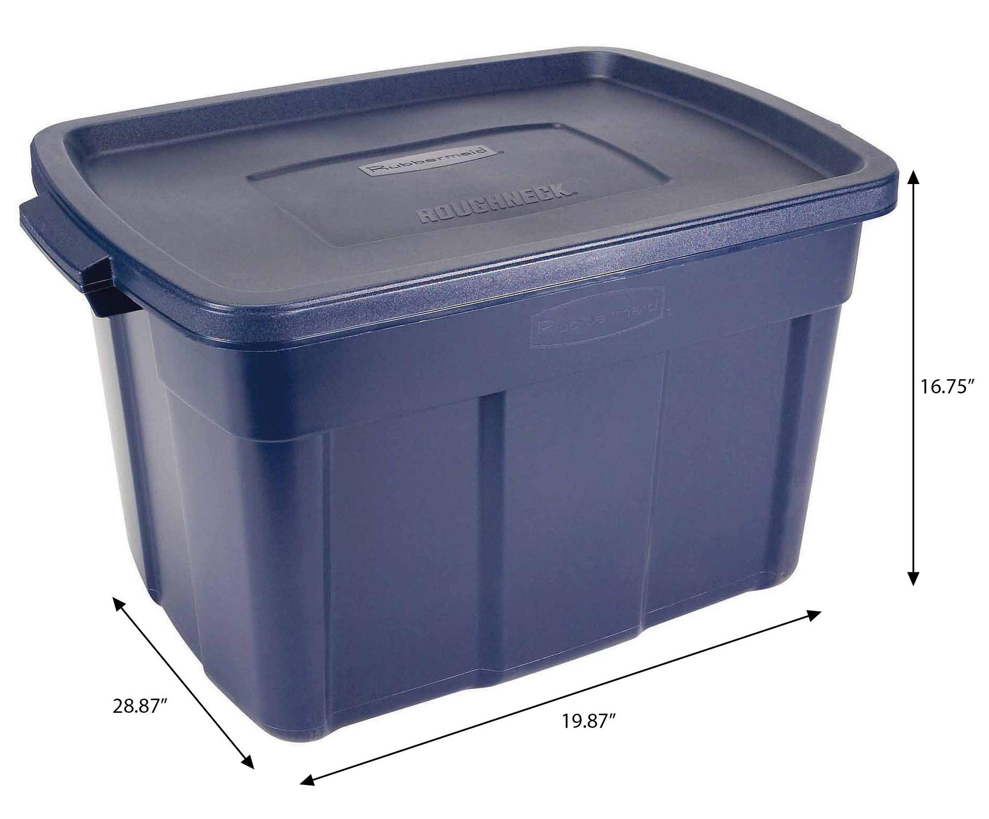 Rubbermaid Roughneck Tote 25 Gal, 4 Pack, Made in USA, Dark Indigo Metallic, Rugged Plastic