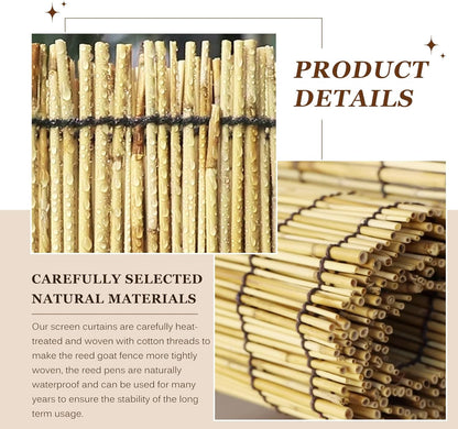 Natural Reed Fencing Rolls: Privacy Bamboo Fence 3/4/5/6ft High Roll Reed Screen, Decorative Bamboo Fencing for Outdoor Balcony Patio Garden Backyard,with Cable Zip Ties(Nature, 2.6x16.4ft)