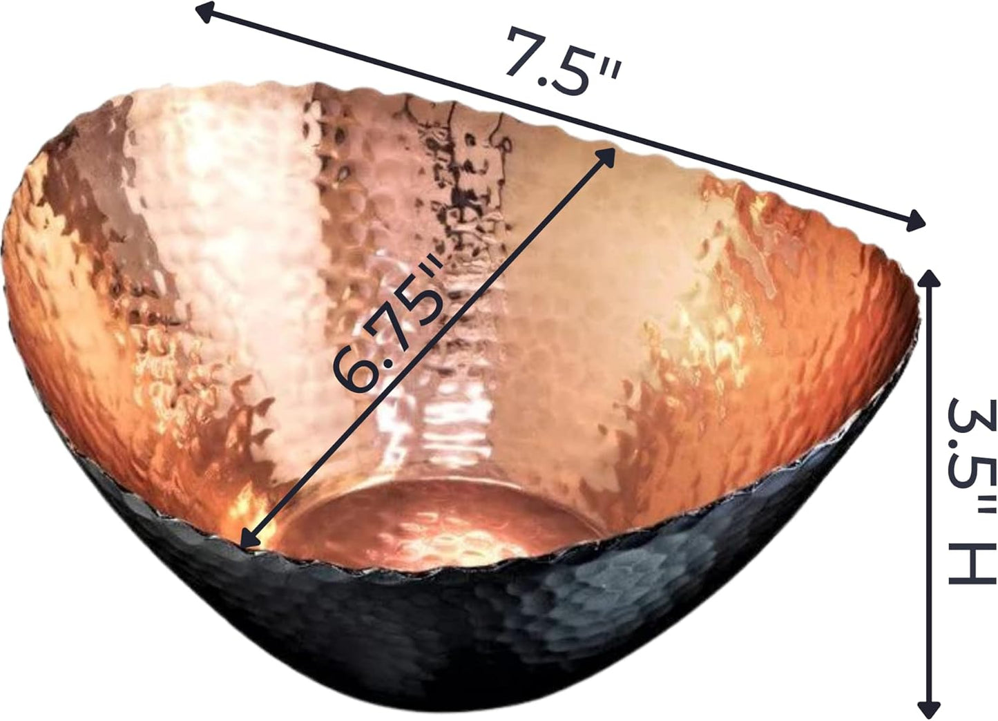 Monarch Abode Hand Hammered Decorative Bowl for Home Decor, 7.5-Inch Black and Copper Plated – Key Bowl for Entryway Table, Catch All, Decorative Fruit Basin, Key Holder, Bowls for Home Decor