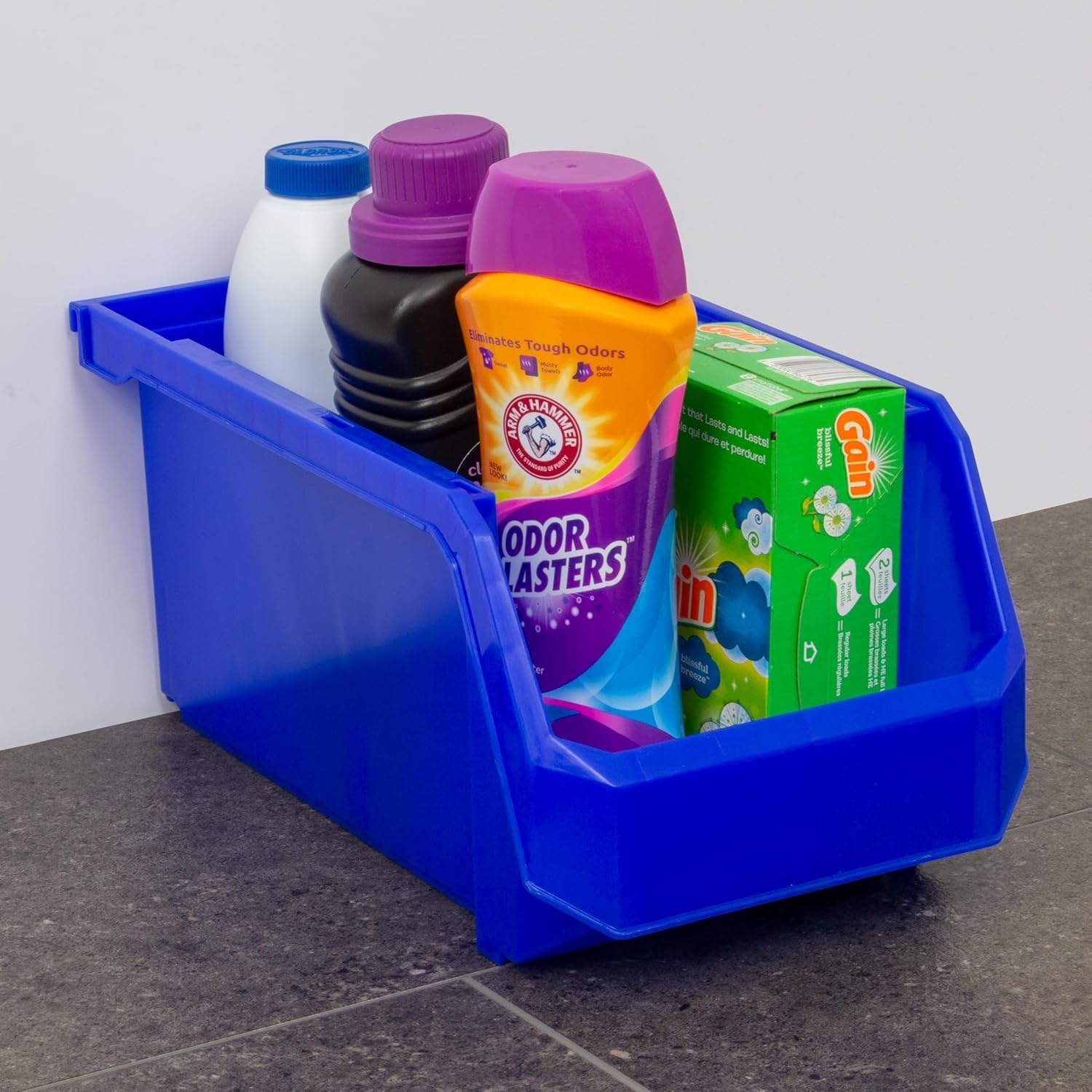 ReadySpace Large Stackable Plastic Storage Bins, 6-Pack, Blue