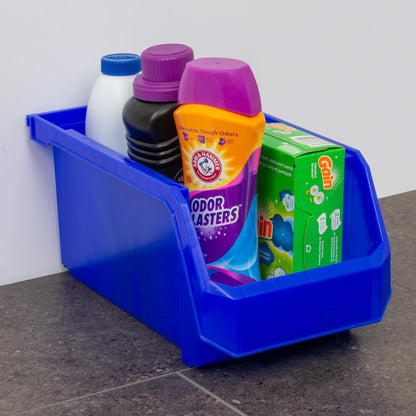 ReadySpace Large Stackable Plastic Storage Bins, 6-Pack, Blue
