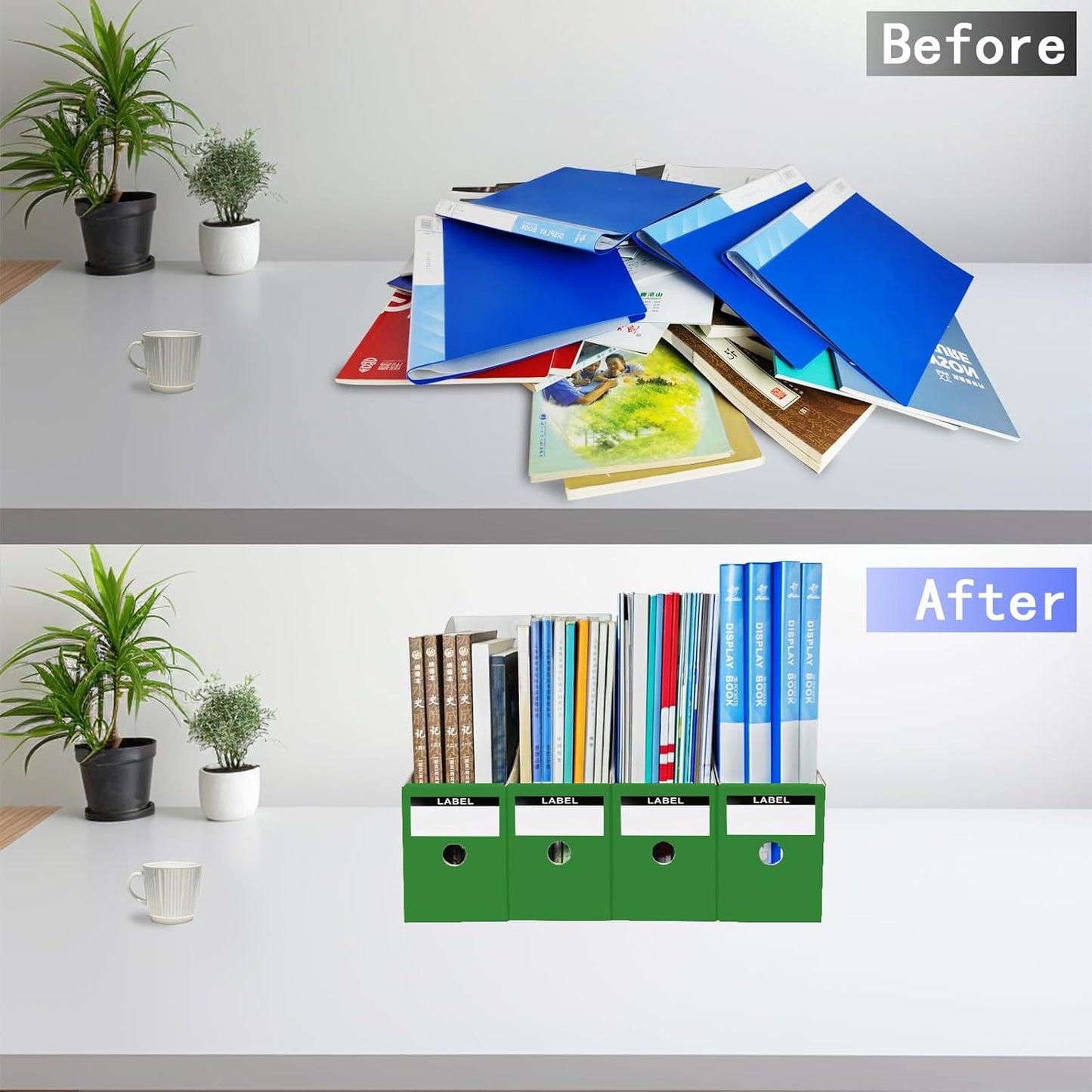 Cardboard Magazine Holder (24 Pack), Sturdy Book Bins for Classroom, Vertical File Folder Organizer, 10.6'' 10.2'' 3.5'' Inch Magazine Rack (Multi-Color, 24 Pack)