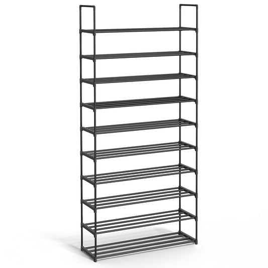 SONGMICS Shoe Rack, 10-Tier Shoe Organizer, Metal Storage Shelf, Upright or Upside Down, for 44-55