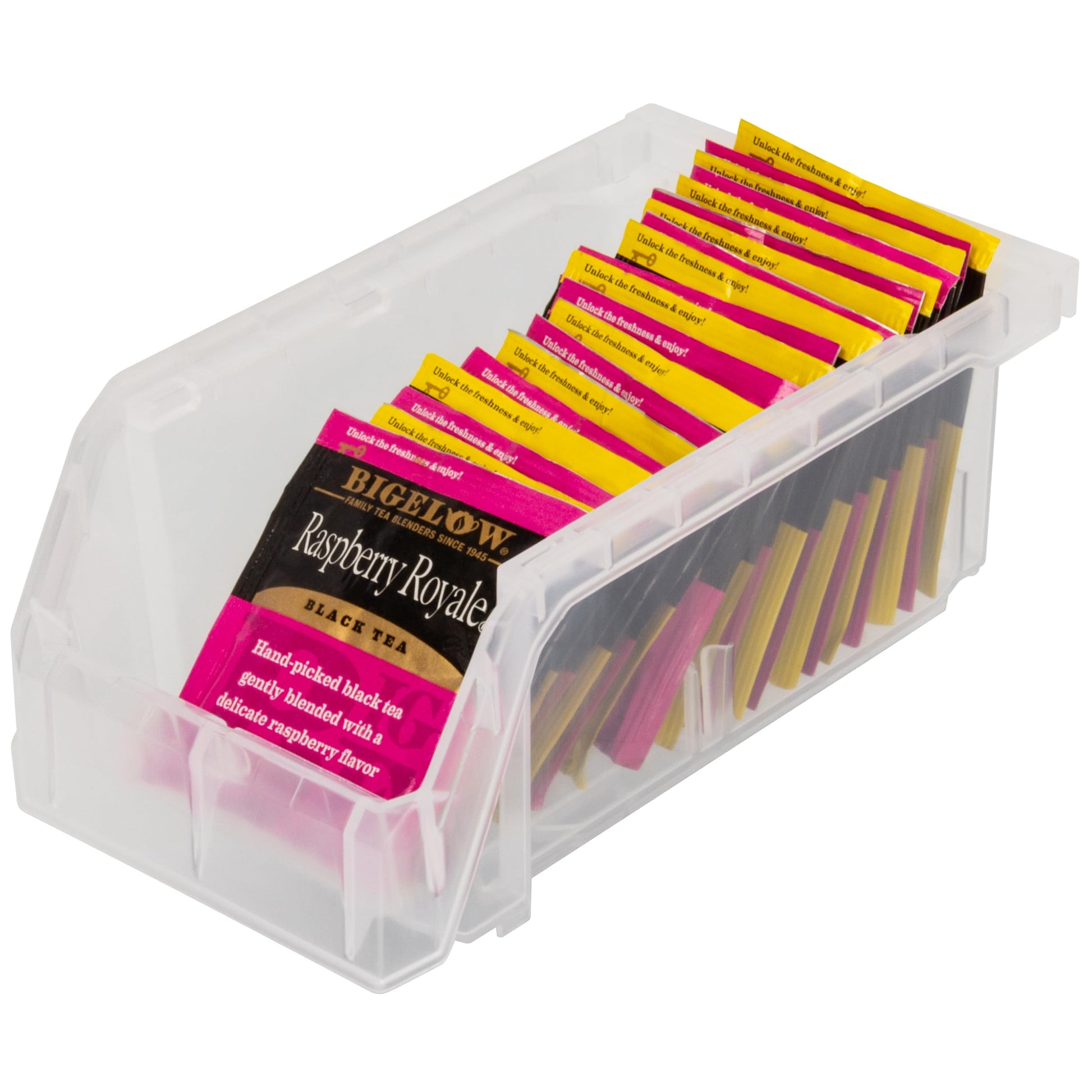 ReadySpace Small Stackable Plastic Storage Bins, 12-Pack, Clear