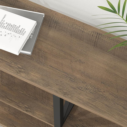 LVB Rustic Console Table, Wood Metal Entryway Table Behind Couch, Industrial Sofa Table with 3 Tier Storage Shelf, Modern Wooden Foyer Hallway Table for Entry Living Room Bedroom, Rustic Oak, 47 Inch