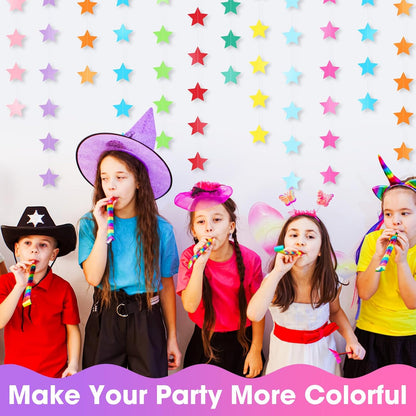Patelai Glitter Star Garland Banner Decor 130 Feet Star Hanging Bunting Banner Twinkle Backdrop for Homecoming Classroom Wedding Birthday Halloween Christmas Party Supplies(Rainbow)