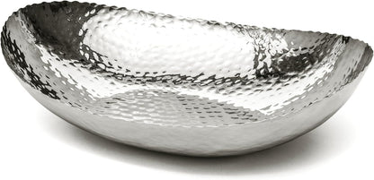 Monarch Abode Hand Hammered Decorative Bowl for Home Decor, 12.75-Inch Polished Stainless Steel – Key Bowl for Entryway Table, Catch All, Decorative Fruit Basin, Key Holder, Bowls for Home Decor