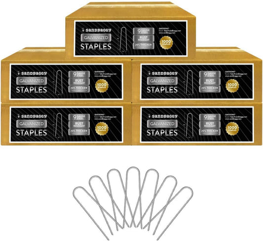 Sandbaggy Galvanized 6-Inch Landscape Staples ~ 9 Gauge Steel - Fabric Pins, Garden Earth Stakes