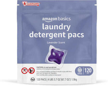 Amazon Basics Laundry Detergent Pacs, Lavender Scent, 120 Count (New Packaging)