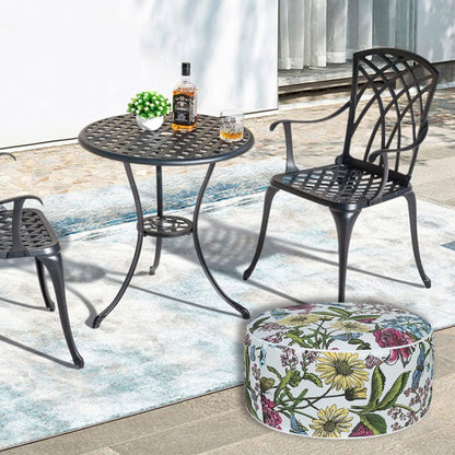 FUNHOME Inflatable Outdoor Ottoman with Air Pump,20"x9" Portable Patio Pouf,Water Resistant,Fade-Resistant,Round Blow Up Footrest Stools for Home Garden Camping Travel(Butterfly Flower)