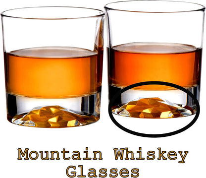 Whiskey Decanter Glasses Gift Set - 4 Whiskey Glasses - Airtight Stopper for Wine, Bourbon, Brandy, Juice, Water - Decanter Sets For Men Christmas Gifts for Dad Boyfriend Husband Him - Bezrat