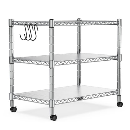 Heavy Duty 3-Shelf Shelving Unit, 24.02" W x 13.78" D x 21.97" H Chrome Steel Storage Rack with