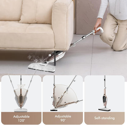 Steam Mop - All-in-one Powerful Handheld Steam Cleaner Detachable Floor Steamer with 11 Accessories, MultiPurpose Steamer for Hardwood Floors, Clothes,Windows,Tiles,Carpet, Whole Home Use, Rose Gold