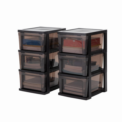 IRIS USA Plastic Drawer Storage Organizer, 3-Drawers, 2-Pack, for Classroom Art Craft Supplies