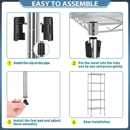 BestOffice Adjustable NSF-Certified Metal Shelf Wire Shelving Unit Storage for Small Places