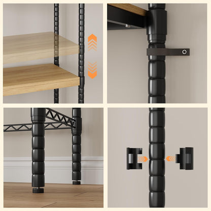 Double Row Over Washer and Dryer Storage Shelves, Laundry Room Organization and Storage, Heavy Duty Laundry Room Shelves, with Adjustable Height, 5-Tier