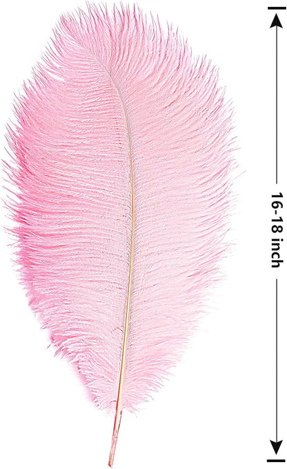 THARAHT 12PCS Ostrich Feathers Natural Bulk 16-18Inch(40-45cm) for Wedding Party Centerpieces Easter Gatsby Flower Arrangement and Home Decorate Ostrich Feathers,Pink