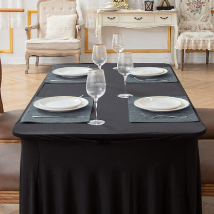 Cloth Placemats Set of 8, Linen Type Fabric Placemats Machine Washable Heat Resistant Placemats Wrinkle Free Thick Polyester Kitchen Place Mats for Dining Table (Light Gray)