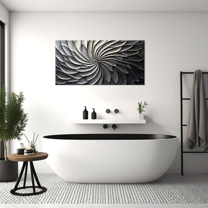 LASMOND Abstract Black and White Wall Art for Living Room Modern Canvas Print Painting Lines Flower Floral Large Artwork Bedroom Home Office Wall Décor (30x16 Inches)