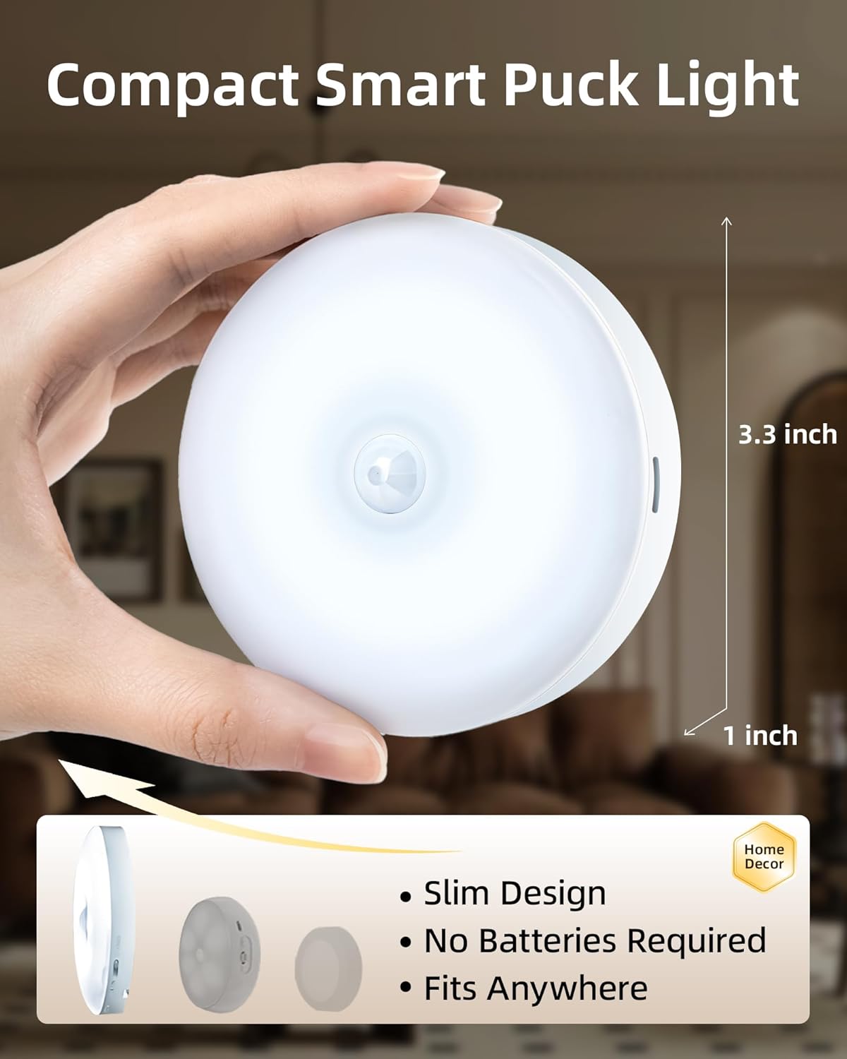 EZVALO 6-Pack Under Cabinet Lighting, Rechargeable Motion Sensor Puck Lights with Remote, 3 Color Temps &12 RGB Colors, Magnetic Stick on Light, Dimmable Under Counter Lights for Kitchen, Shelf, Stair