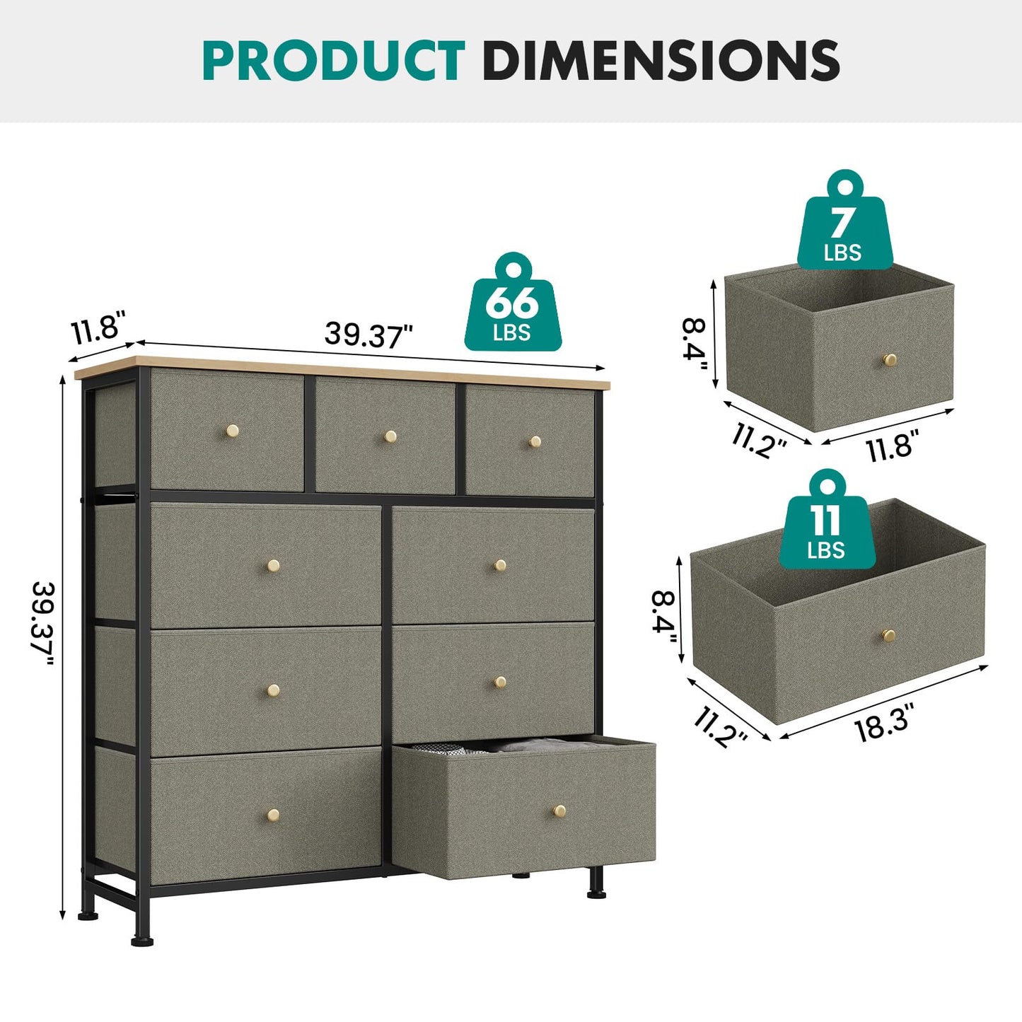 OLIXIS 9 Drawer Tall Dresser for Bedroom, Closet Organizers and Storage