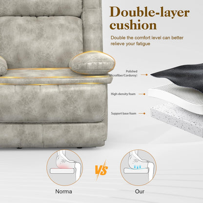 Recliner Chair for Adults, Oversized Manual Pull Tab Reclining Chair, 2-Tier Cushions, Minimalist Style Single Sofa for Living Room, RV (Polished Microfiber)