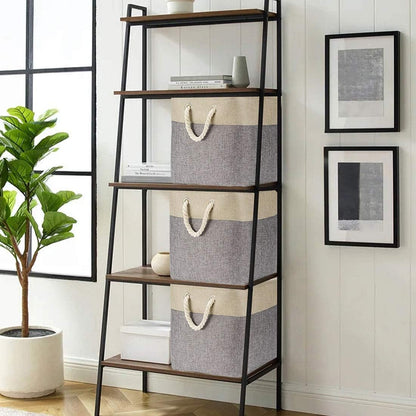 i BKGOO 3Pack Large Foldable Storage Bins，Collapsible Sturdy Cationic Fabric Organizing Storage Basket Cube with Cotton Handles for Home Office Shelf Clothes Toys Khaki-Grey 13×13×13 inch