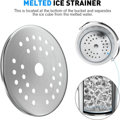 3.2 Liter Ice Bucket with Silicone Lid, Strainer, Tongs, Double Wall Insulated Stainless Steel Ice Bucket Wine Bucket for Cocktail Bar and Parties