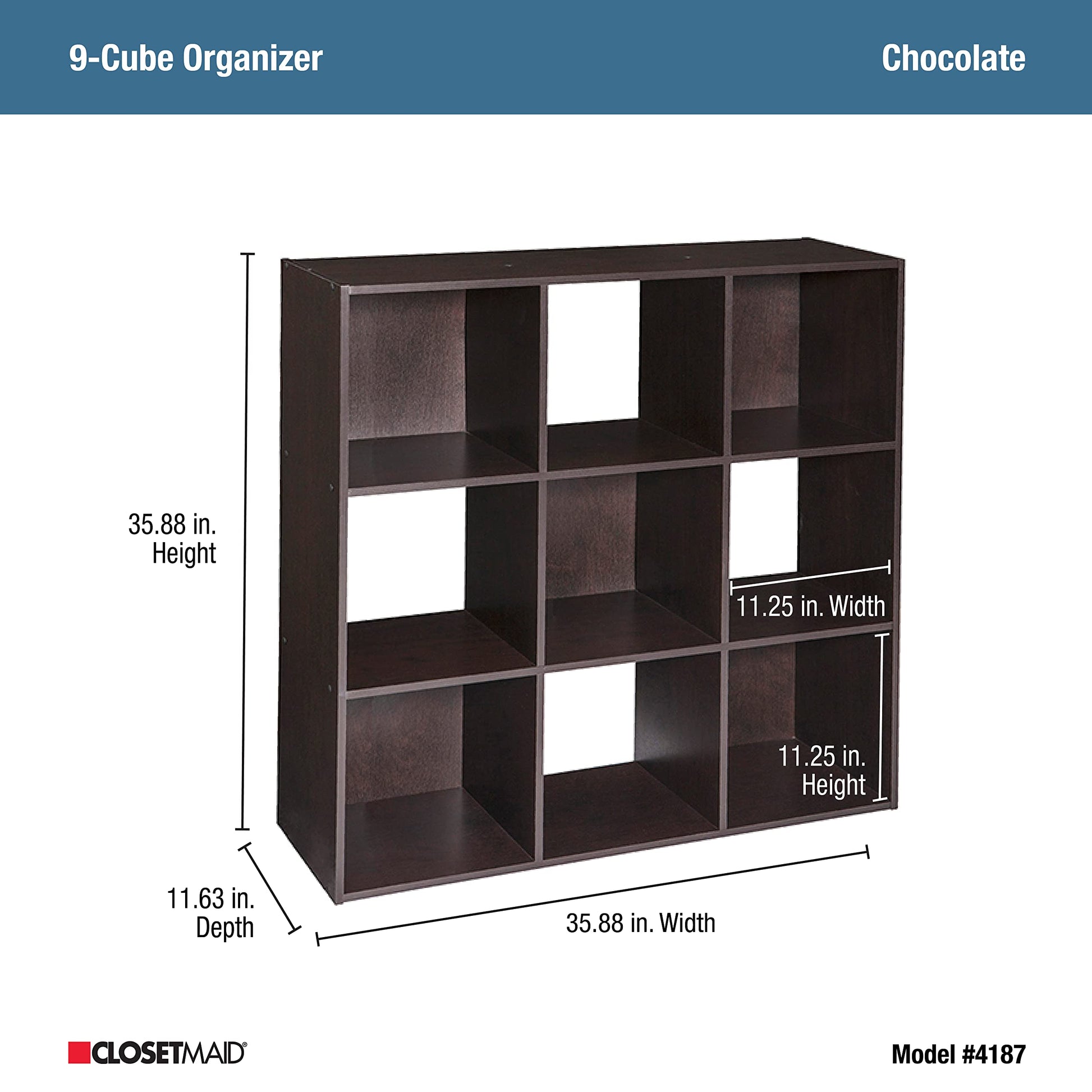 ClosetMaid Cubeicals 9 Cube Storage Shelf Organizer Bookshelf, Stackable, Square Shape, Easy
