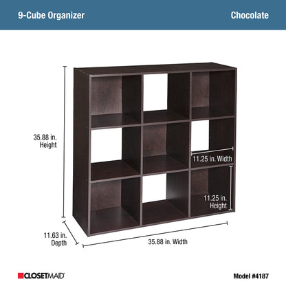 ClosetMaid Cubeicals 9 Cube Storage Shelf Organizer Bookshelf, Stackable, Square Shape, Easy