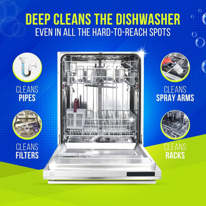 Washing Machine & Dishwasher Cleaner Tablets, 50 Count, Unscented, Compatible with Front/Top Loader & HE Washers, Removes Residue, Stains, Grime & Limescale, 12-Month Supply