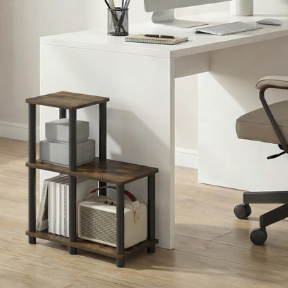 Furinno Turn-N-Tube Storage Shelves, 3-Tier Ladder Book Shelf with Open Frame Design, 3-Cube