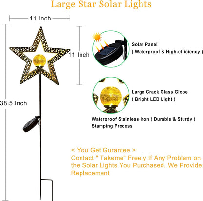 TAKE ME Star Solar Lights Garden Outdoor Decor Waterproof Metal Solar Stakes Lights for Patio Yard Walkway Lawn Patio Mothers Day Garden Gifts Mom Wife Grandma