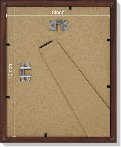 Vittanly 8x10 Picture Frames Set of 9, Shatter Resistant Plexiglass, Display 5x7 Pictures with Mat or 8x10 without Mat, Photo Frames for Wall or Tabletop, Engineered Wood, Walnut
