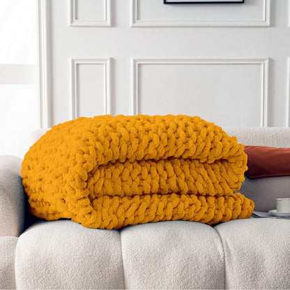 Ultra Soft Chunky Knit Blanket Throw -50x60 Hand Knitted Warm Chenille Throw Blanket, Home Decor Soft Thick Yarn Cable Knit Blanket Breathable Fleece Banket Christmas for Couch Bed Sofa Best GIF