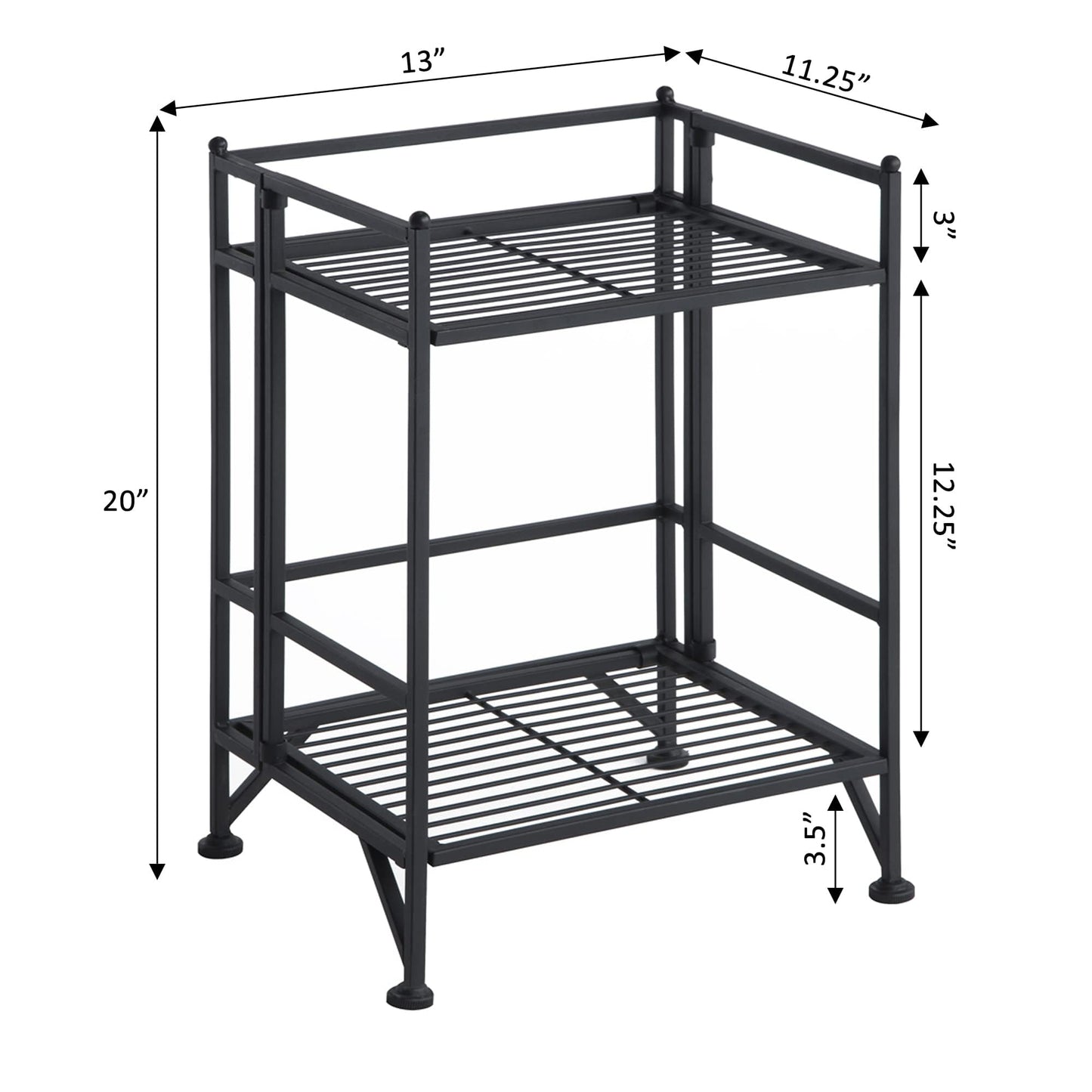 Convenience Concepts Xtra Storage Shelves - 2-Tier Folding Metal Storage Shelves, Closet Organizer