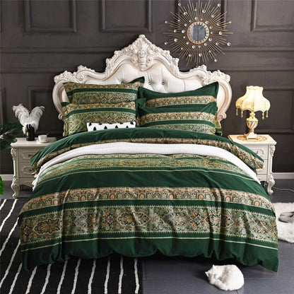ABREEZE Bohemian Vintage Full Size Floral Cotton Bedding Set 3Pcs Duvet Cover Set Boho Green Paisley 100% Egyptian Brushed Cotton Reversible Home Bedding Collection