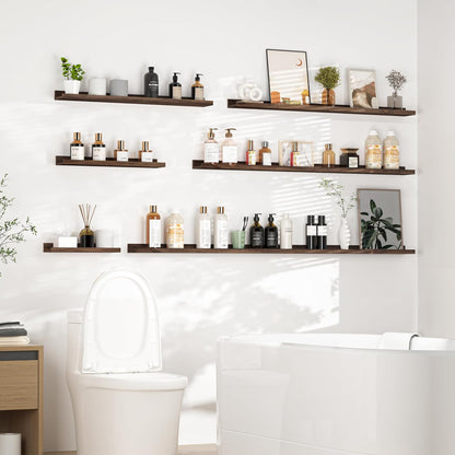 Heimlove Picture Ledge Shelf, Floating Shelves Set of 2, 24 Inches Picture Shelf for Wall with Ledge, Kids Bookshelf Wall Mounted for Living Room Bedroom Decor Books Photo Frames - Walnut