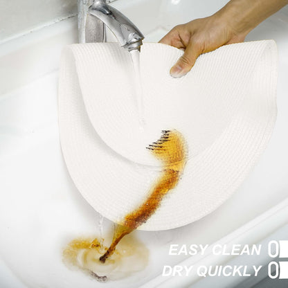 AHHFSMEI Placemats Set of 6 for Dining Table Washable Woven Vinyl Non-Slip 18x12 inches Placemat Heat-Resistant Durable Table Mats for Dining Table Easy to Clean (Oval White,6)